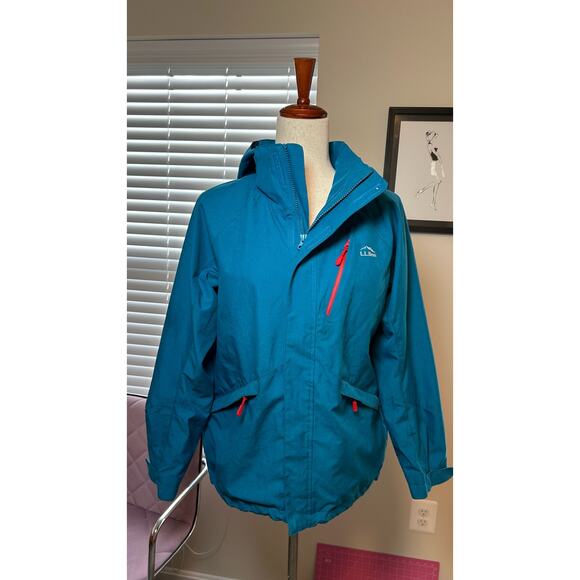 L.L. Bean Youth Size L14-16 Teal Removable Hood Jacket Coat - Picture 2 of 9